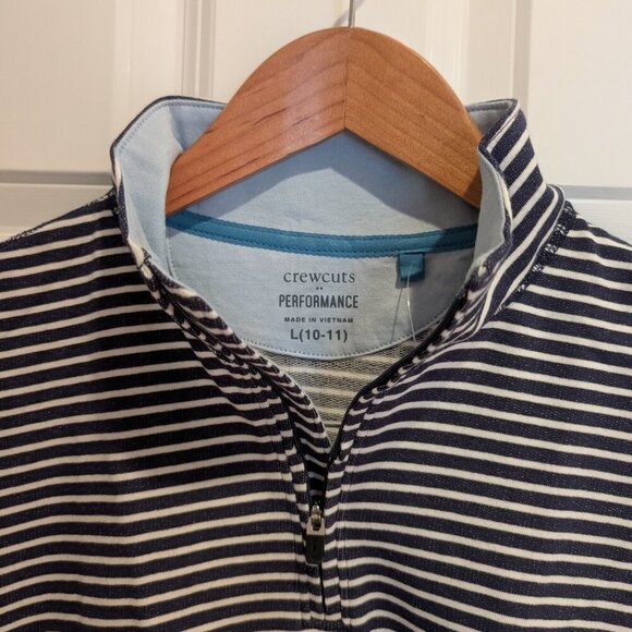 NWT Kid's Crewcuts Navy White Striped Performance Pullover Sweatshirt - Picture 10 of 13